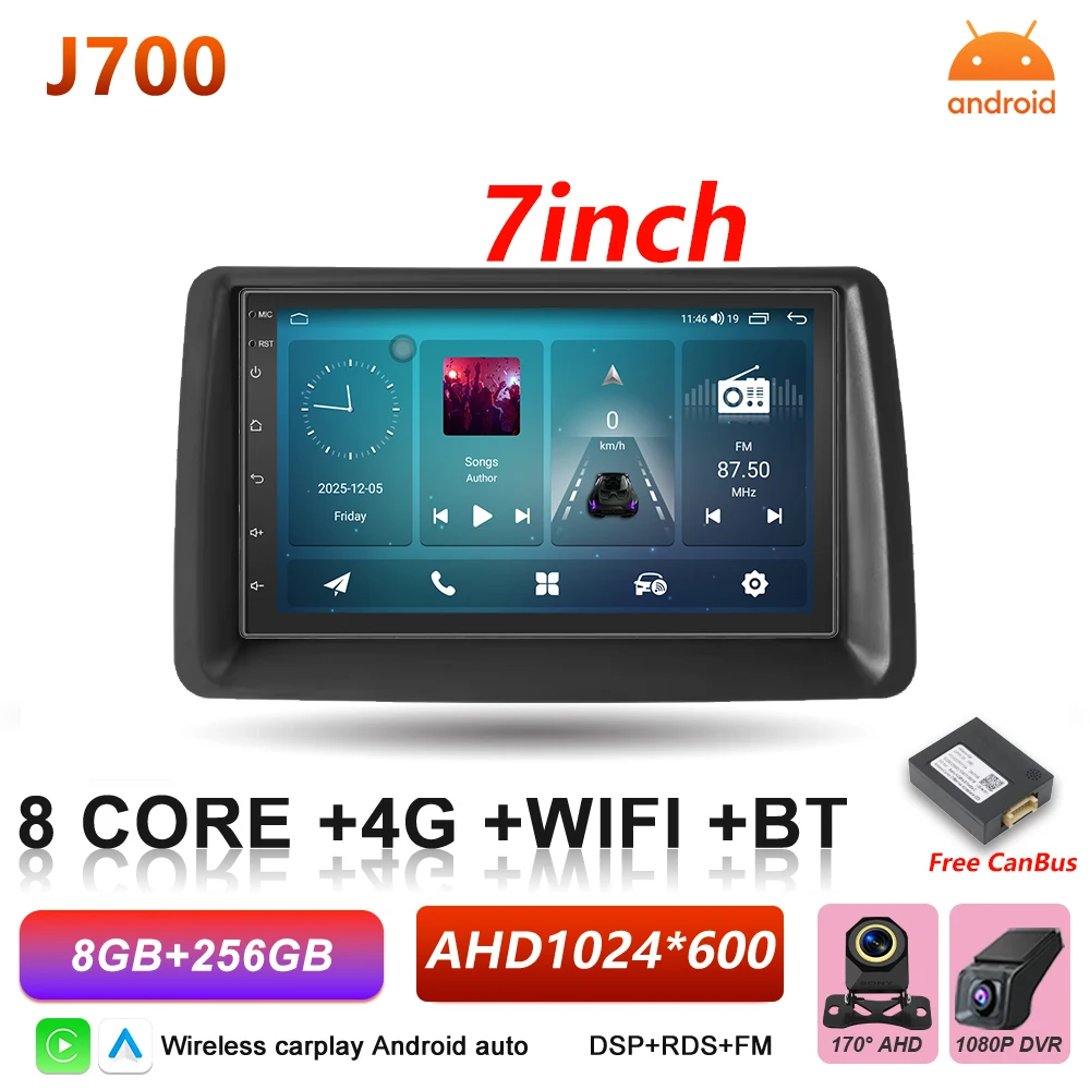 Android 16 Auto autoradio voor Fiat Panda 2003 2004 2005 2006 2007 2008 - 2012 Carplay multimediaspeler stereo GPS head unit DSP