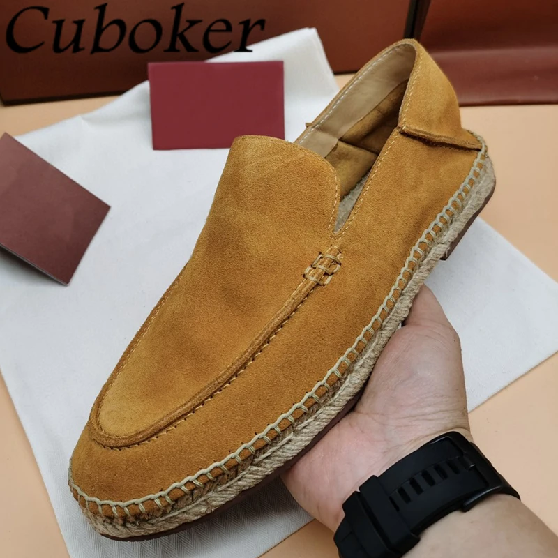 Brand Designer Men Flat Causal Loafers Rattan Weaving Sole Male Slip On Mules Spring Summer Open Walking Comfor Shoes For Men