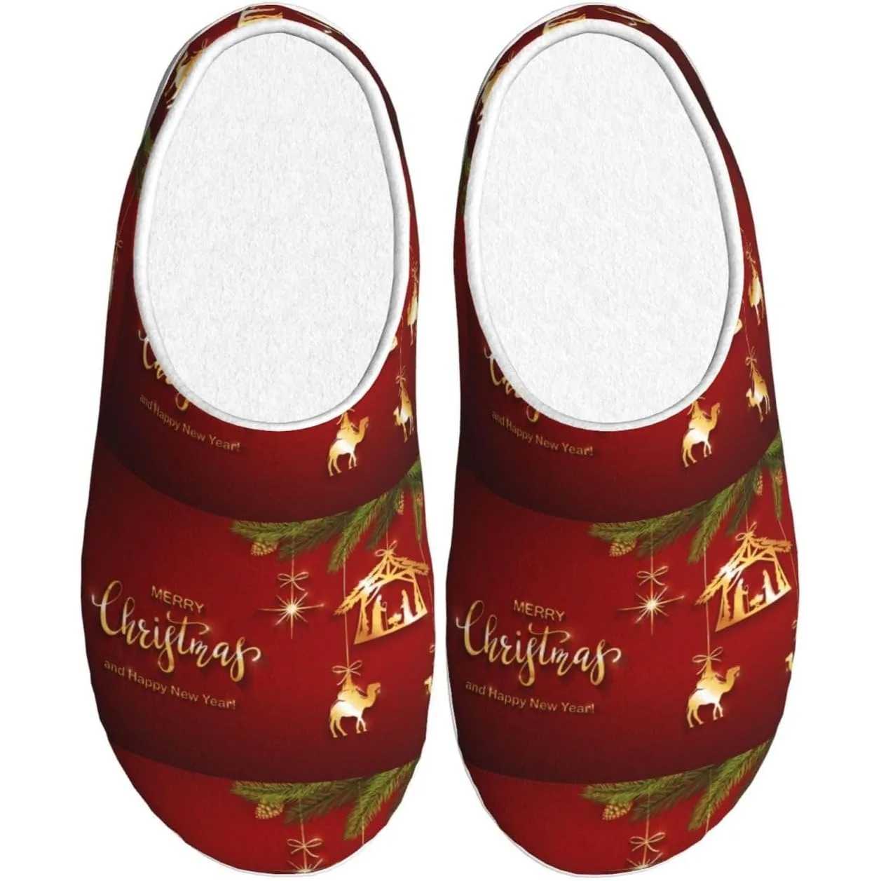 

Christmas Christian Nativity Scene Adult Cotton Slippers Home House Indoor Shoes