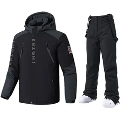 Traje de esquí a prueba de viento para hombres, chaquetas y pantalones de esquí gruesos y cálidos, conjuntos de ropa de Snowboard al aire libre para marido, Camping, talla grande, Invierno