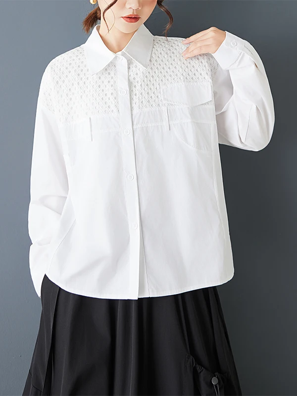 Primavera 2026 faionable me retalhos solto casual cor feminina irt tamanho grande confortável versátil cor pura topo