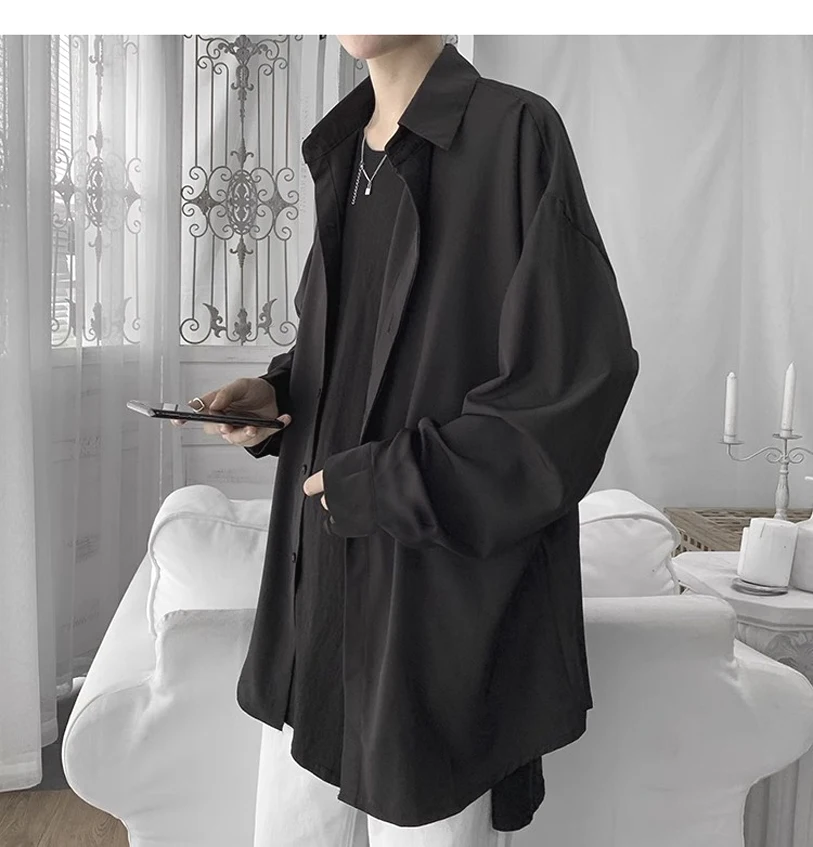 

k Vestal Sle Men's irt Chic Loose Long Sve Cold Sle Iron Free Sl irt Internet Celebri Fairy T irt