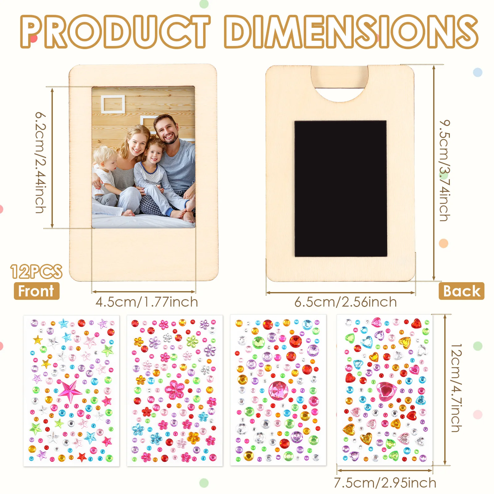 12Pcs Wooden Magnetic Photo Frame Unfinished Blank DIY Picture Frame Hand Painted Tabletop Display Home Wedding Decoration