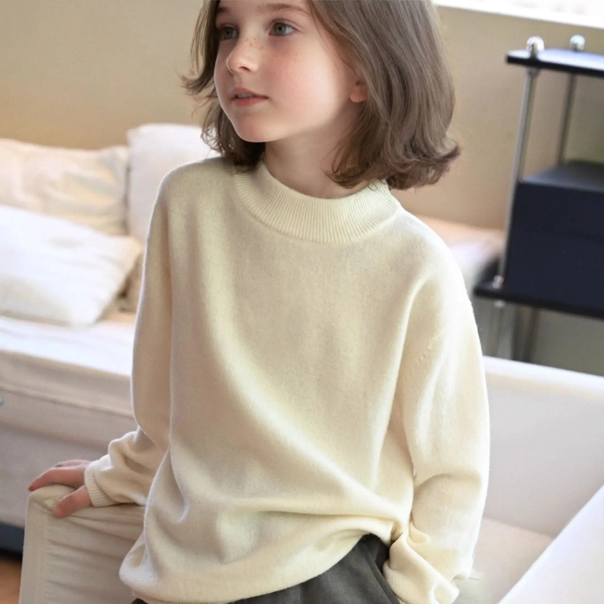 Solid Basic Long Sleeve T-Shirt Kids Cotton Undershirt Crew Neck Pullover Casual Tops for Boys Girls Spring Autumn 2-12Years