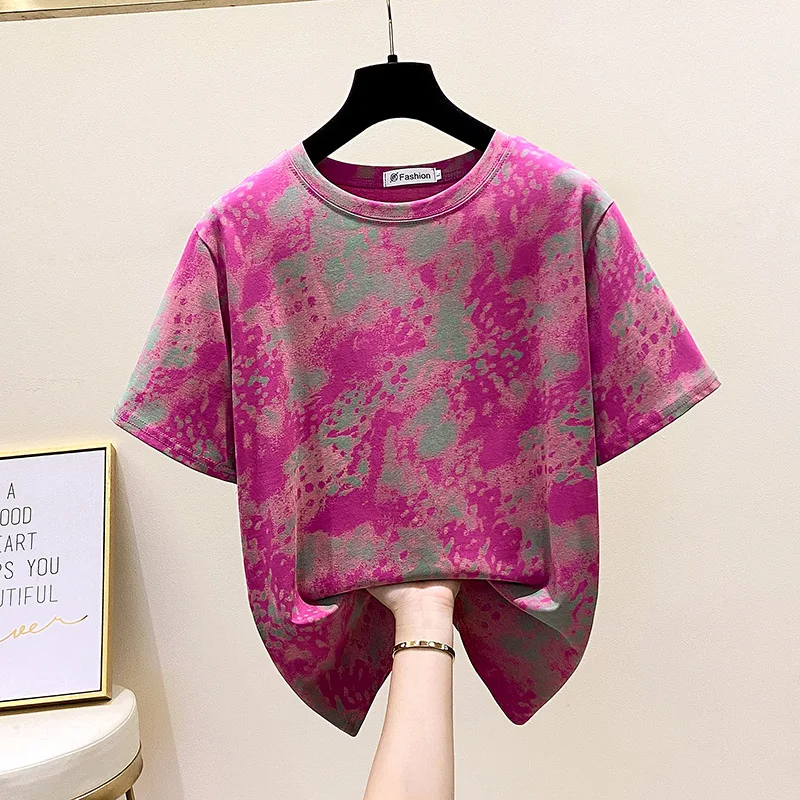 

Loose Fit Summer ort Sve T-irt Women's plus Size Casual Cotton round Ne Top Comfortable Breathable Inner Wear