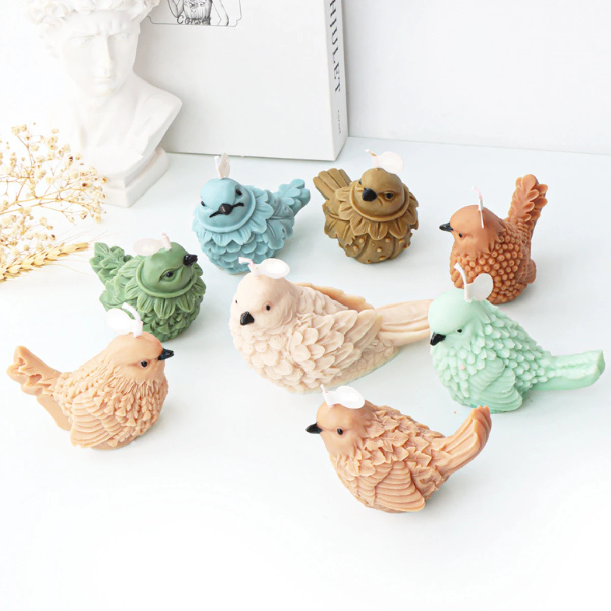 Simulated Animal Bird Silicone Candle Mould 3D Relief Sparrow Soap Plaster Making Set Chocolate Cake Decor Ice Tray Lovely Gifts