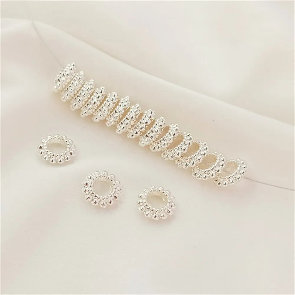 Thick Silver-plated Large Hole Polka Dot Round Spacer Beads, String-beads and Loose Beads Bracelet Necklace, DIY Handmade Jewelr