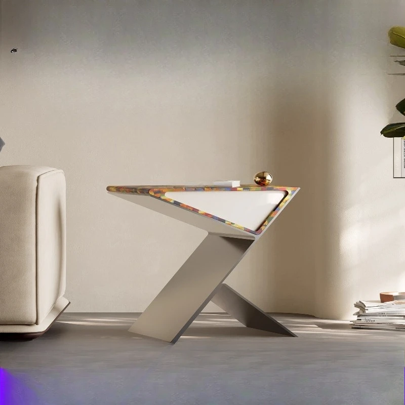 

Stainless steel side living room, light luxury high-end art sofa side table
