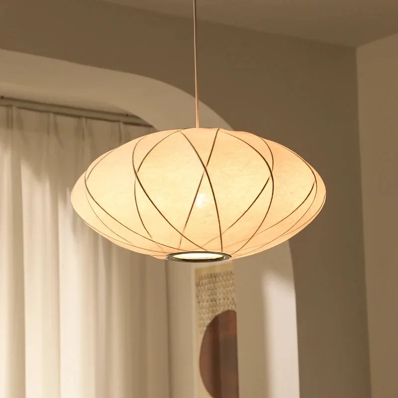 Modern Silk Pendant Light minimalist style Pumpkin-Shaped LED Chandelier Living Dining Room Home Restaurant Decor Haning