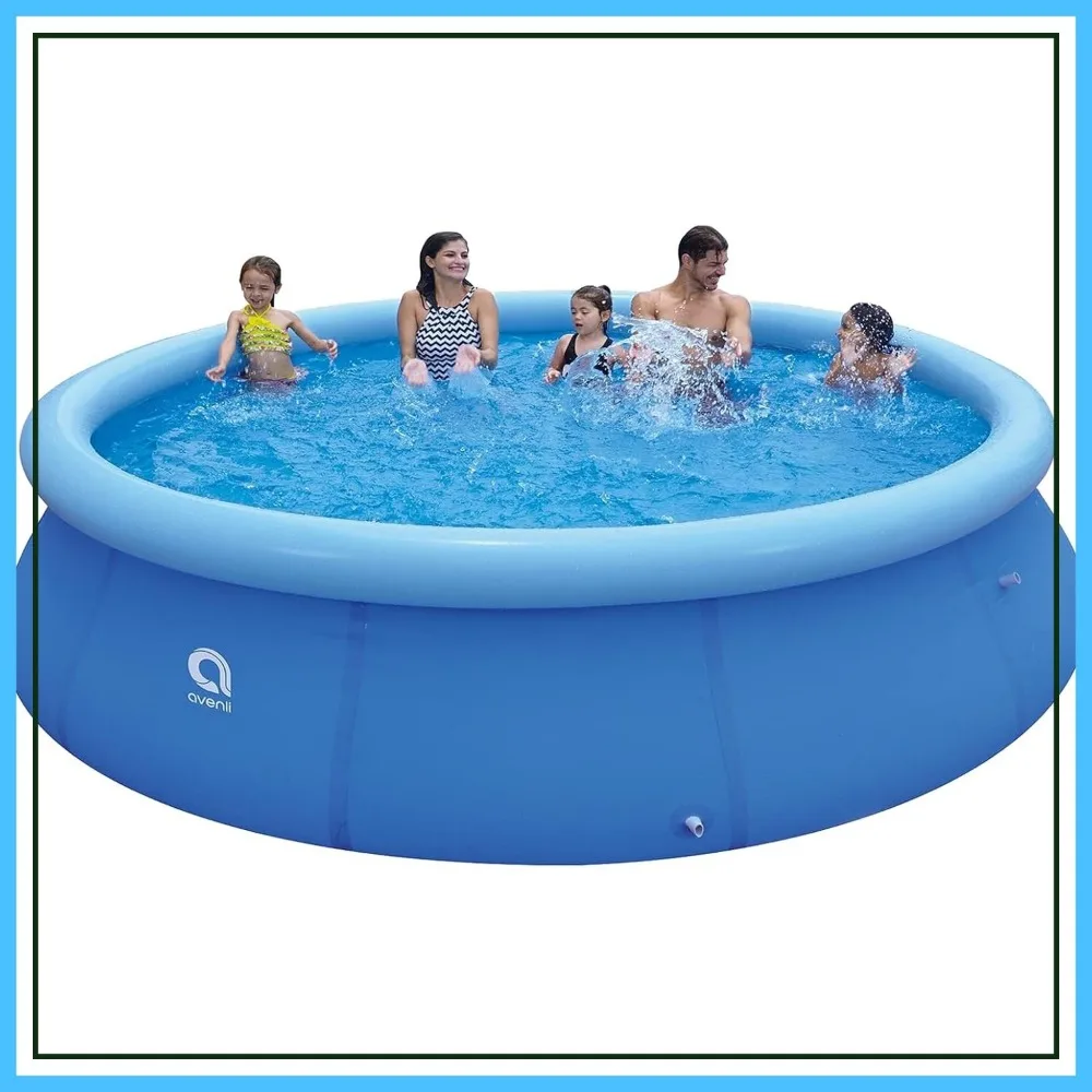 

14ft x 33in Inflatable Swimming Pool, Outdoor Round Above Ground Pool for Family Fun