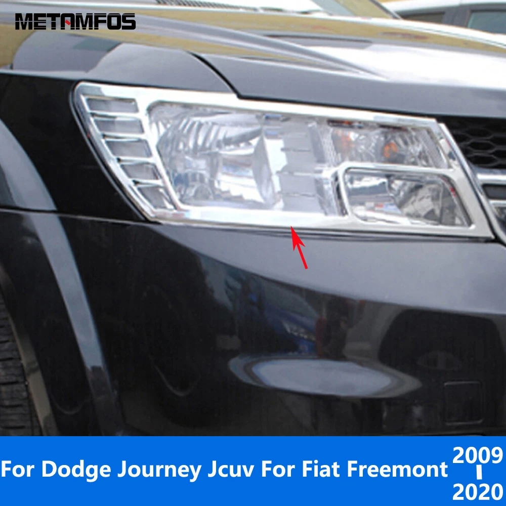 

Head Light Lamp Cover Trim For Dodge Journey Jcuv For Fiat Freemont 2009-2018 2019 2020 Chrome Headlamp Hood Frame Accessories