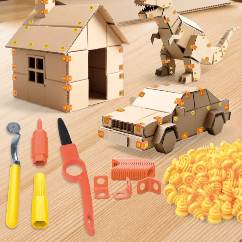 Educational Toys Set for Kids Cardboard Screw DIY Assembly Kit with Dismantling Tools Creative Hands-on Intellectual Development