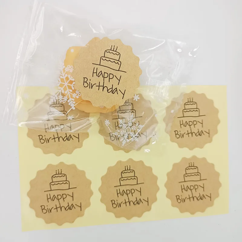 Happy Birthday Seal Sticker Handmade Kraft DIY Gift Box Decorative Party Gifts Package Labels Envelope Seal 3.8cm 120Pcs