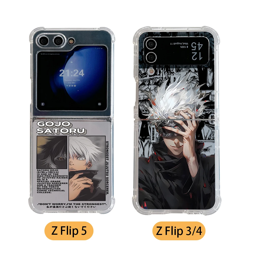 Anime Ryomen Sukuna Jujutsus Kaisen Phone Case for Samsung Galaxy Z Flip 3 4 Z Flip 5 Z Fold 4 5G PC Soft Anti-fall Back Cover