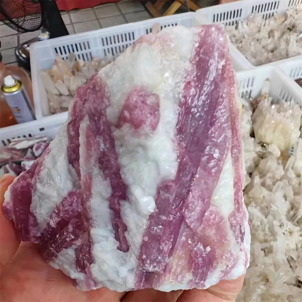 Wholesale Hot Sale Natural Gemstone Crystal Healing Stones Rough Red Tourmaline Specimen  Pink Raw Stone Crystal Crafts view 6