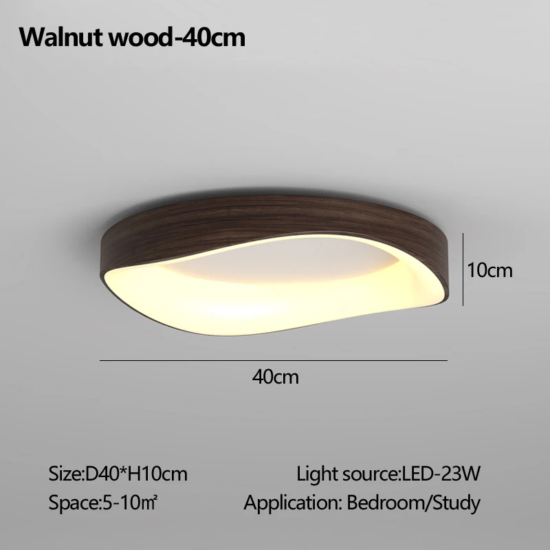 Nordic Wood Plafond Licht Ronde Log Walnoot Remote Home Armatuur Geleid Voor Studie Woonkamer Hal Slaapkamerdecoratie Verlichting