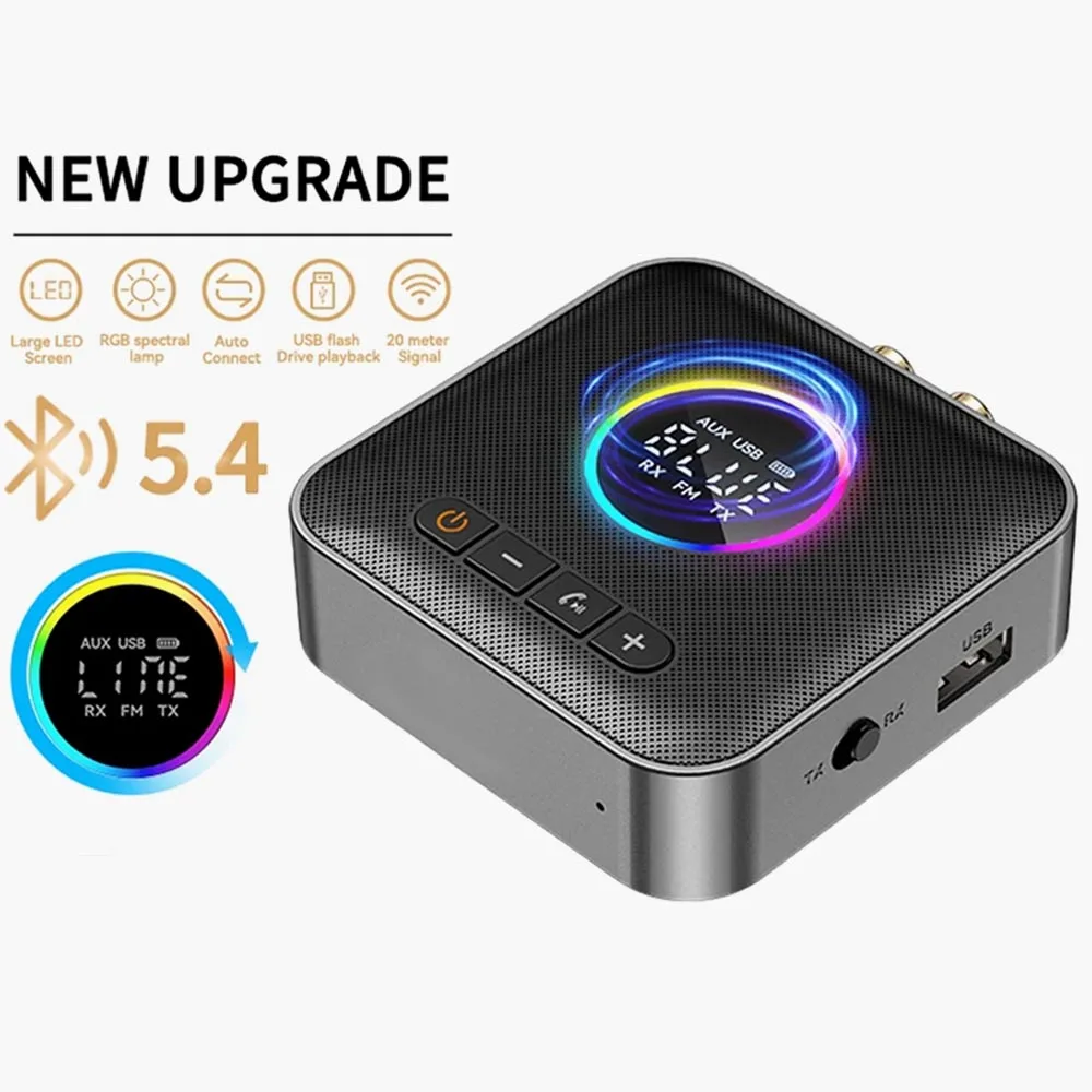 

3 in 1 Bluetooth 5.4 Transmitter Receiver FM Modulator Transmitter 3.5MM AUX Type-C Multi-point Interface CD-Quality Hifi Music