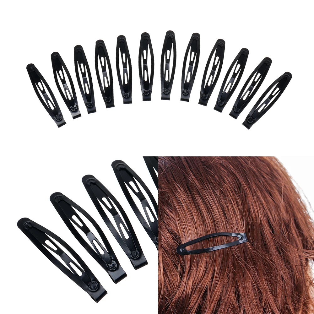 12pcs Simple Black Straight Hair Clips For Women Girls Hairpins Scrunchie Snap Hair Clips Barrettes Dress Girls Hair Accessories
