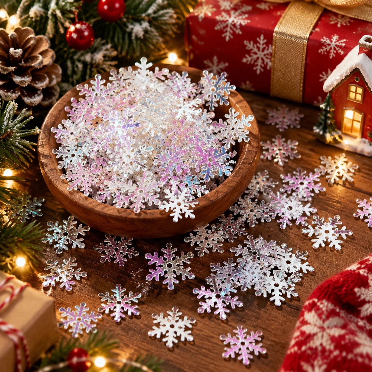 Christmas Snowflakes Confetti Glitter Artificial Snowflake Sequins Multicolor 1.5/2/3cm DIY Cake Decor Xmas Party Crafts Gift
