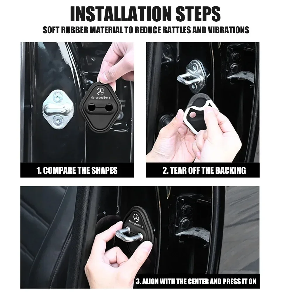 سيارة سيليكون قفل الباب غطاء الغطاء الواقي ملصقات اكسسوارات لمرسيدس بنز AMG W126 W140 W190 W222 4MATIC W204 W212 W203 #5