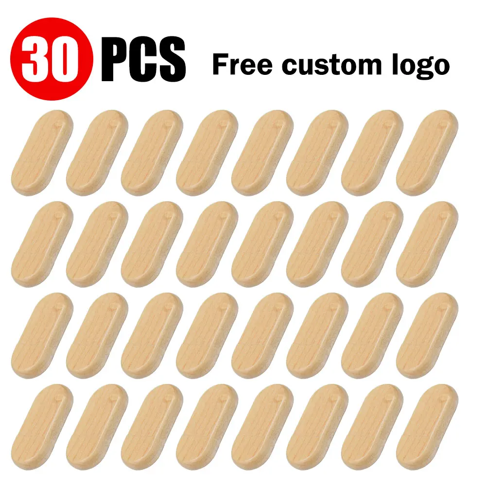 30pcs USB Flash Drive 2.0Customizable LOGO  Wooden Pendrive 16GB 32GB  Memory Stick Wedding Gift Creative gifts wholesale price