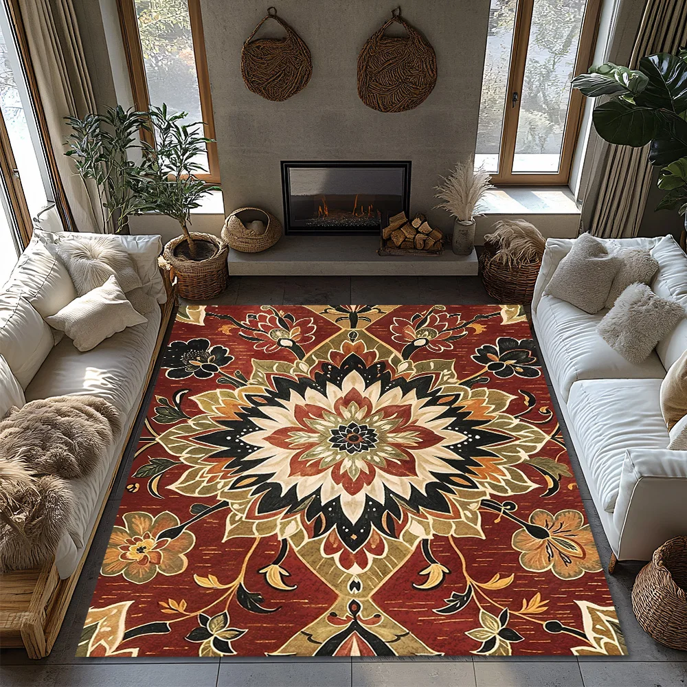 سجادة منطقة الأزهار سجادة فارسية عتيقة ديكور منزلي بوهيمي لغرفة المعيشة وغرفة النوم سجادة أرضية قابلة للغسل وغير قابلة للانزلاق فن تجريدي حديث #3