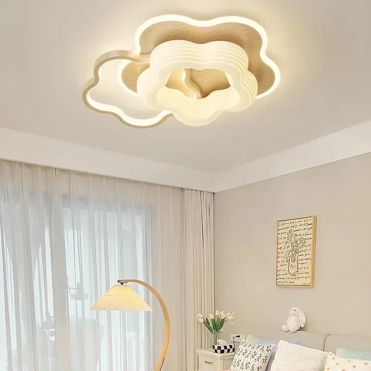 Bedroom light Cream wind warm romantic children's room light full spectrum eye protection designer creative flower ceiling light