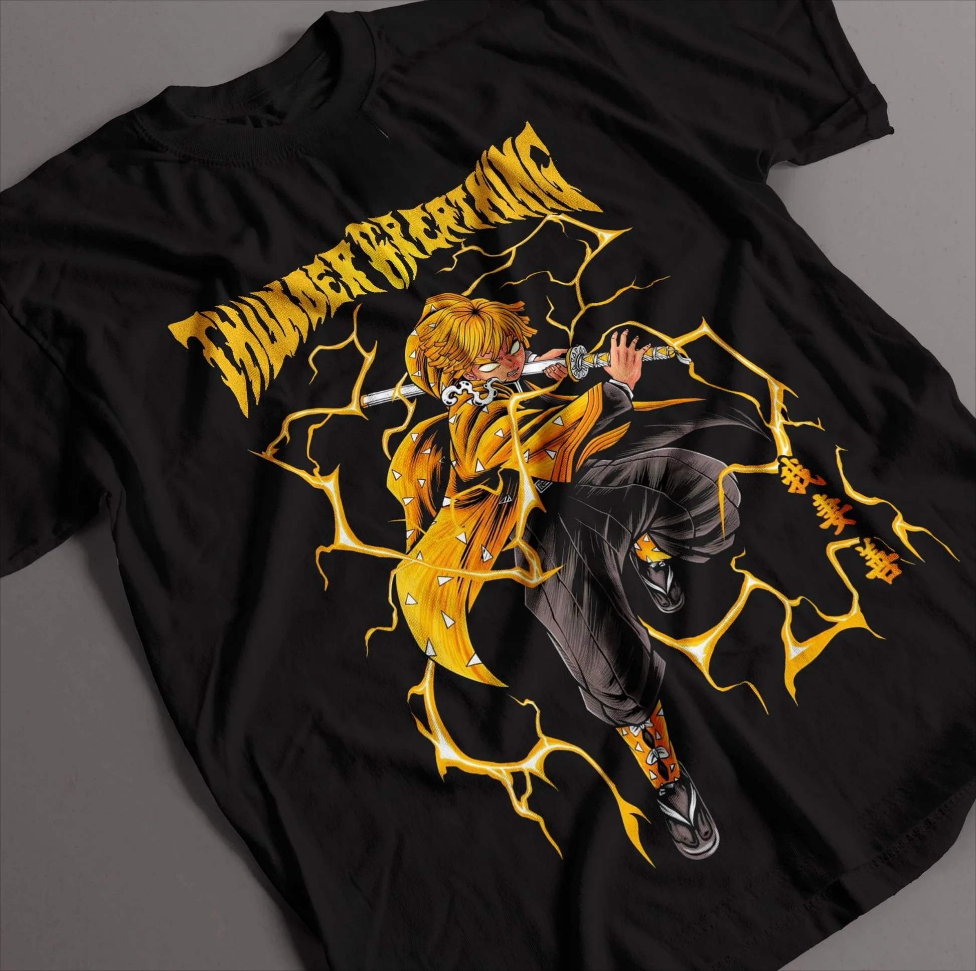 

Японская аниме-футболка Demon Slayer Zenitsu с графическим принтом, унисекс, 100% хлопок, Harajuku, лето 2026, новая, с коротким рукавом, подарок для фанатов