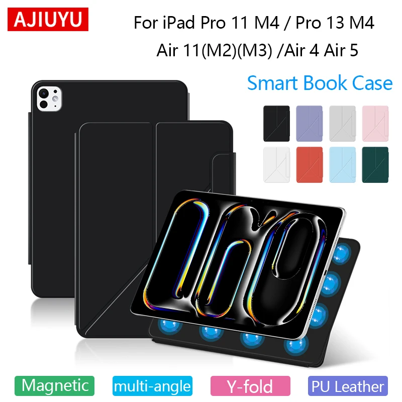 

Магнитный чехол для iPad Pro 11 13 дюймов (M4) 2024 Smart Book Cover для iPad Air 11 дюймов M2 M3 2025 Air Чехлы для планшетов 4-го 5-го поколения