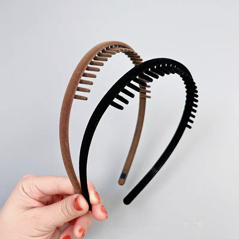 2-teiliges elegantes schwarz-rotes Samt-Haarband mit Zähnen, Retro-Stirnband für Damen und Mädchen, Haarbänder, Haar-Accessoires – Detail 8