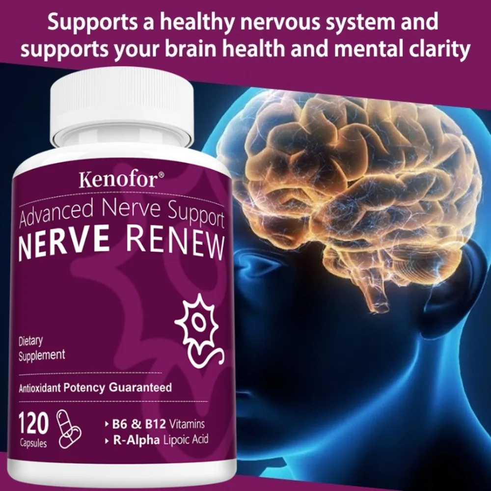 Advanced Nerve Support Formula, Supplement with VitaminB2, B6, B12,  for Healthy Nerve Repair & Function, Maximum Strength