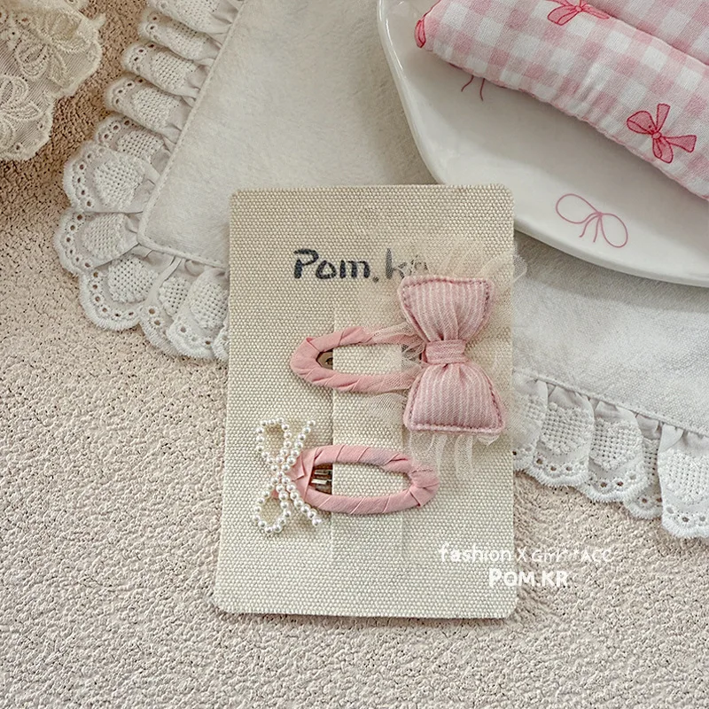 

2pcs/set Korean Sweet Pearl Bow Hair Clip Cute Side Bangs Clip for Girls Teen Versatile Princess Hair Accessory for Daily Wear