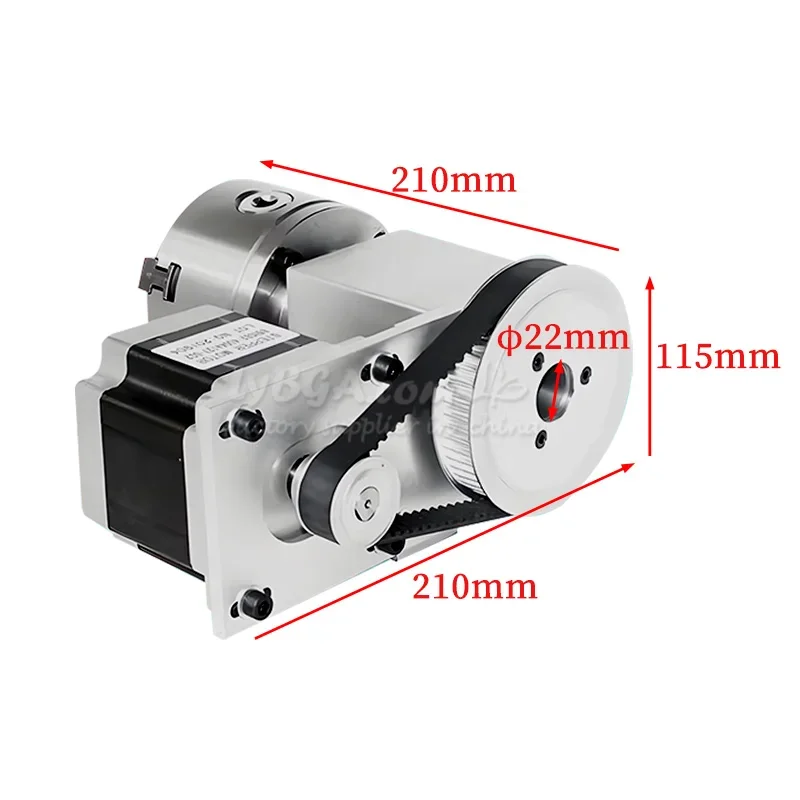 Rotary A Axis with 3 Jaws 4 Jaws 100mm Chuck 4th Axis Nema34 86MM Motor Through Hole Diameter 22mm for Engraving Machine Use