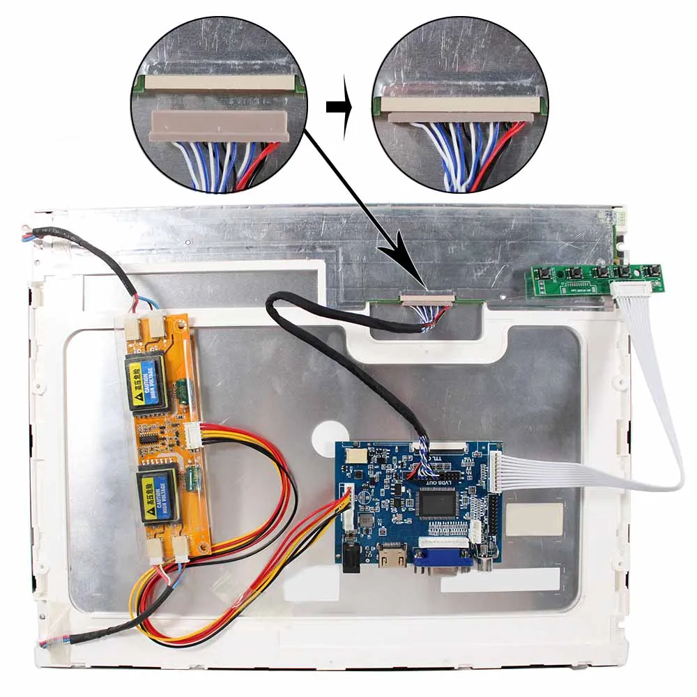 VSDISPLAY HD-MI VGA 2AV плата контроллера ЖК-дисплея, совместимая с 15-дюймовым 1024X768 HT15X15-D01 ЖК-экраном