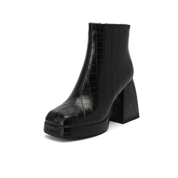 Women's Mid-Heels In Autumn and Winter 2022 New Ladies Leather  With Fluff Thick heel Boots