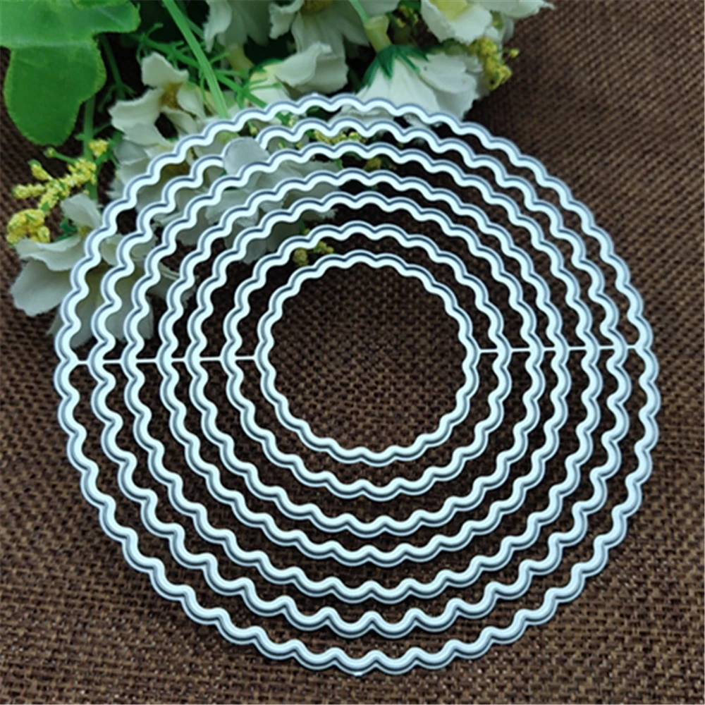 7pcs Circle lace Metal cutting dies mold Round hole label tag Scrapbook paper craft knife mould blade punch stencils dies