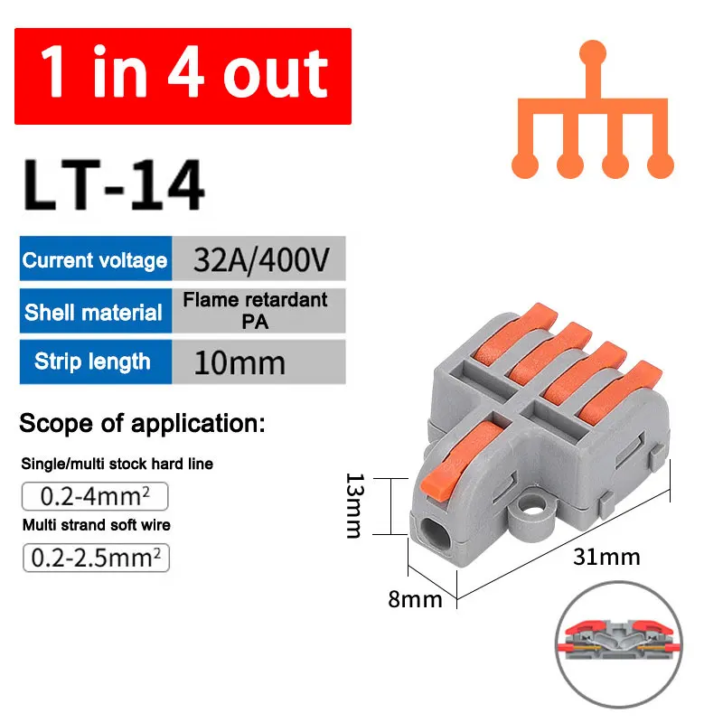 10PCS Mini Wire Connector 2 3 4 5 Pin Splice Terminal Blocks Quick Connectors Conductor Rail Conector Base