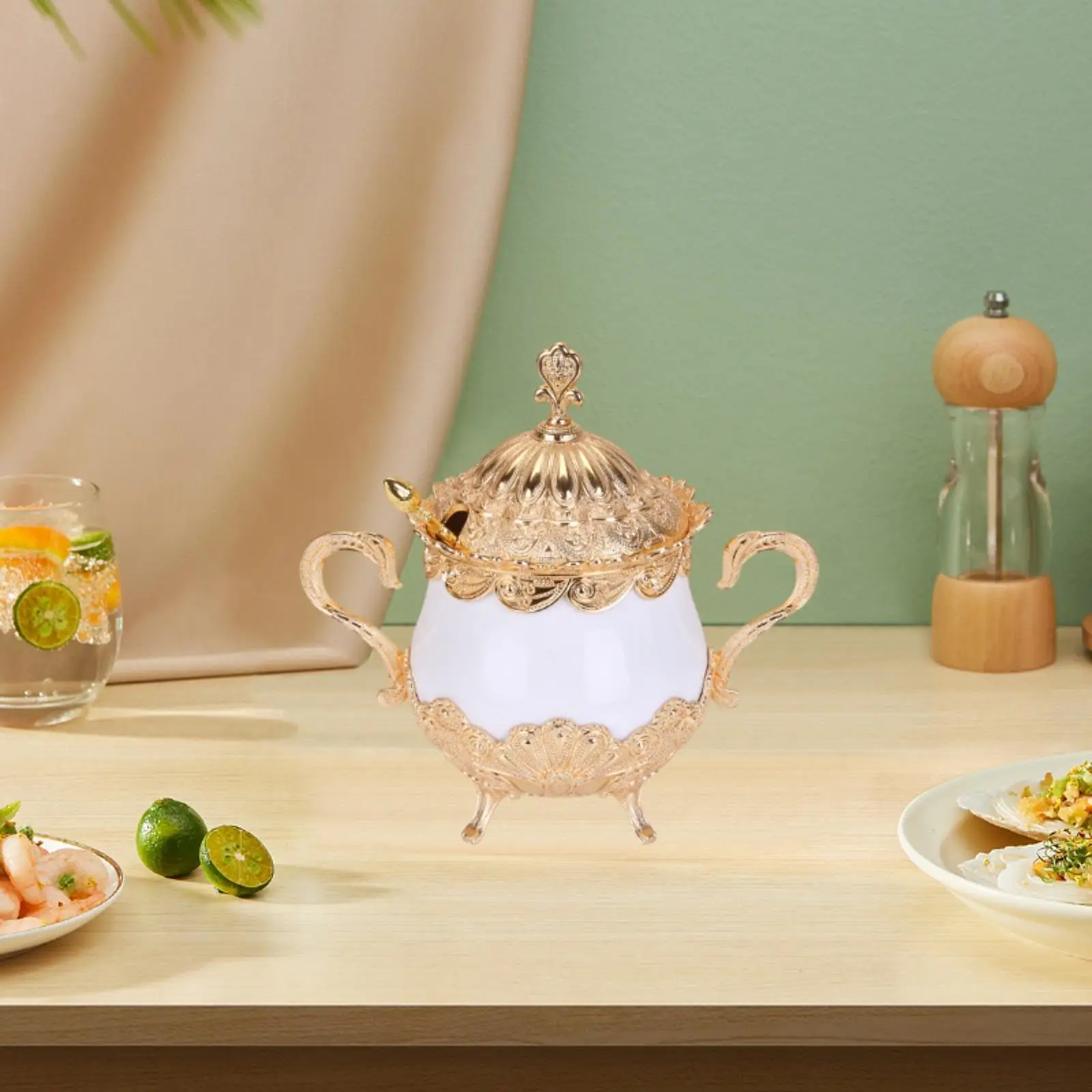 

Condiment Pot and Handle with Lid Candy Jar for Countertop Kitchen Wedding