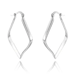 925 Sterling Silver Simple Geometric Hoop Earrings,Fashion Rhombus Circle Earrings for Women Wedding Statement Jewelry Brincos