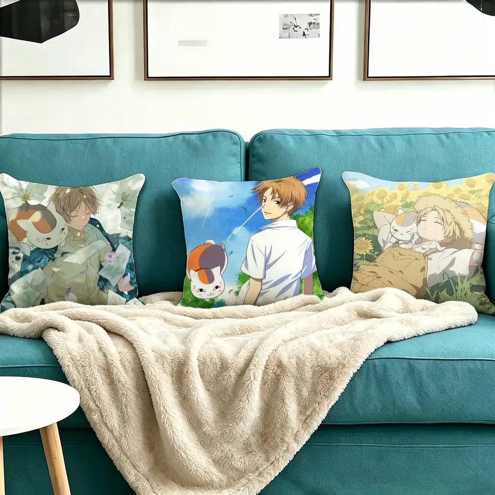 N-Natsumes B-Book Of F-Friends Pillow Case Square Double-Sided Sofa Cushion Cover Bedroom Bedside Pillow