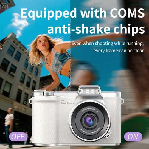 Imagen 2 del producto Cámara digital 4K Cámara de fotografía de 48 MP Videocámara recargable 180 ° Cámara de nivel de entrada CCD retro con pantalla abatible para niños