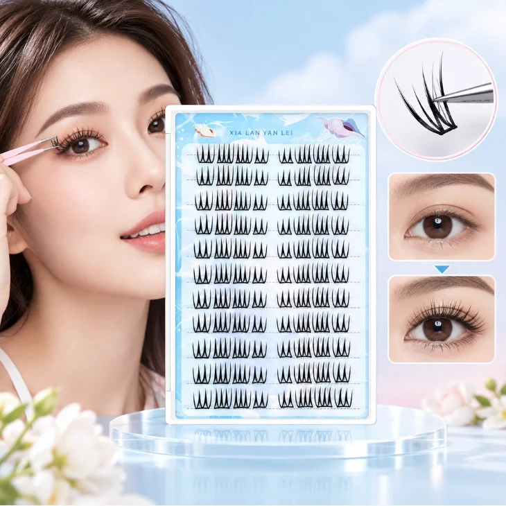 Korean 10 Rows Korean Girl Group Style False Eyelashes U Shape Wispy Idol Lashes Enlarge Eyes Natural Self Adhesive Eyelash Exte