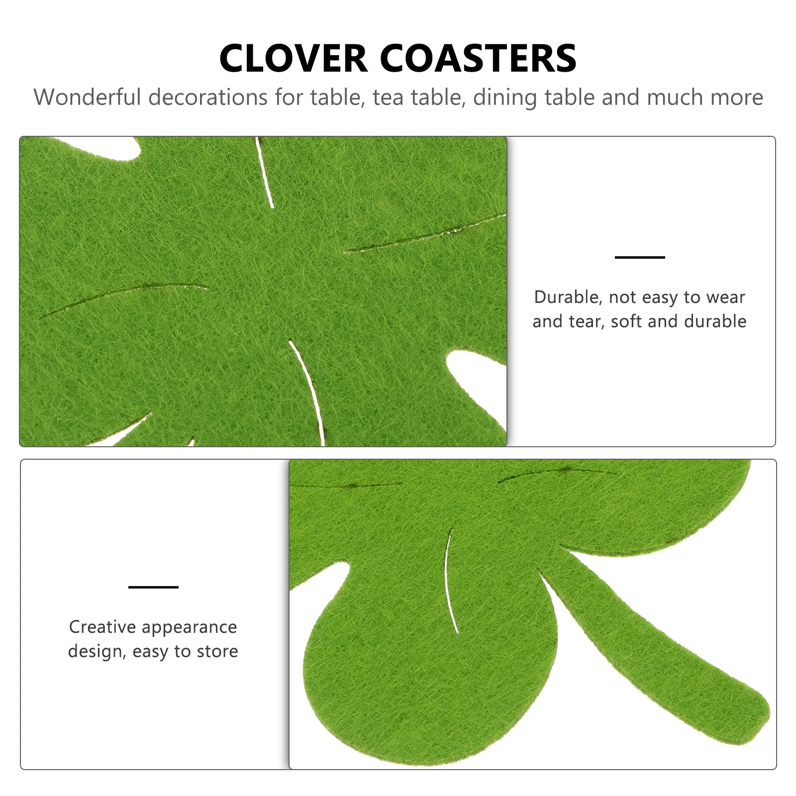 

12pcs Four Leaf Clover Coasters Cloth Table Mats for Dining Tea Party Home Decoration St Patrick Day Gifts