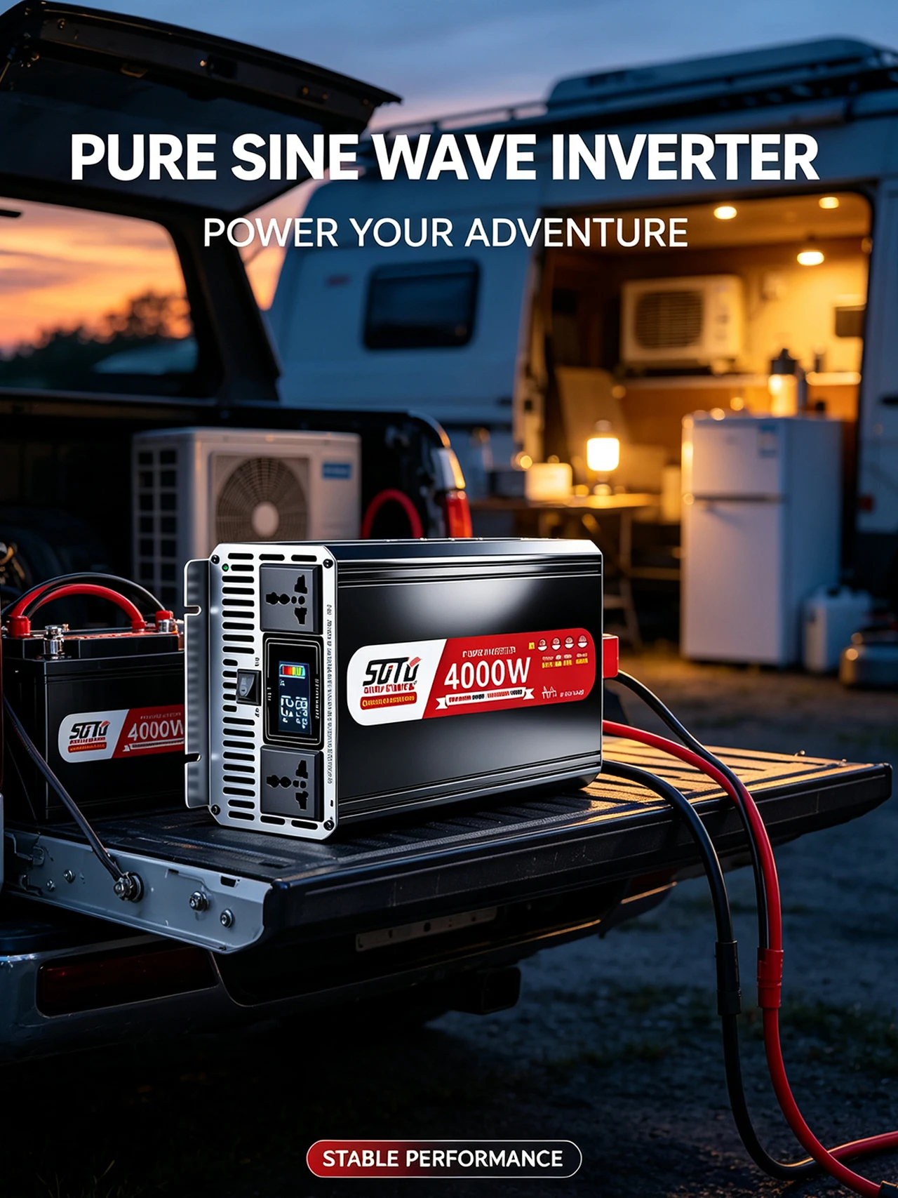 Reiner Sinus-Wechselrichter 12V 24V 4000W zu 220V 50Hz 110V 60Hz Auto- und Heimbatterie-Solarstrom-Konverter universell und mit europäischer Steckdose