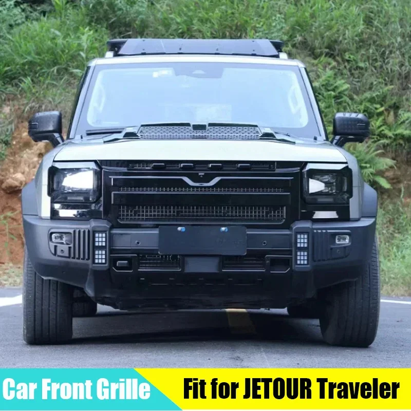 Car Front Grille Suitable for JETOUR Traveler T2 2023+ Modification Defender Style Free Removal Grille Car Exterior Parts