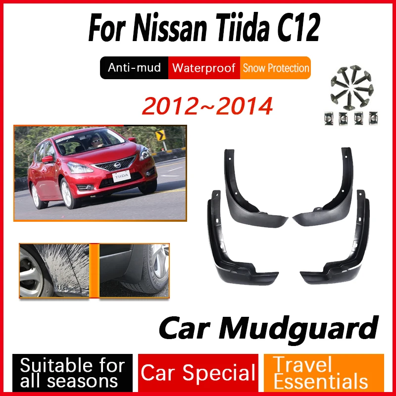 

Car Mud Guards For Nissan Tiida C12 Hatchback 2012 2013 2014 ABS Flaps Splash Front Rear Wheel Mudflaps Auto Accessories