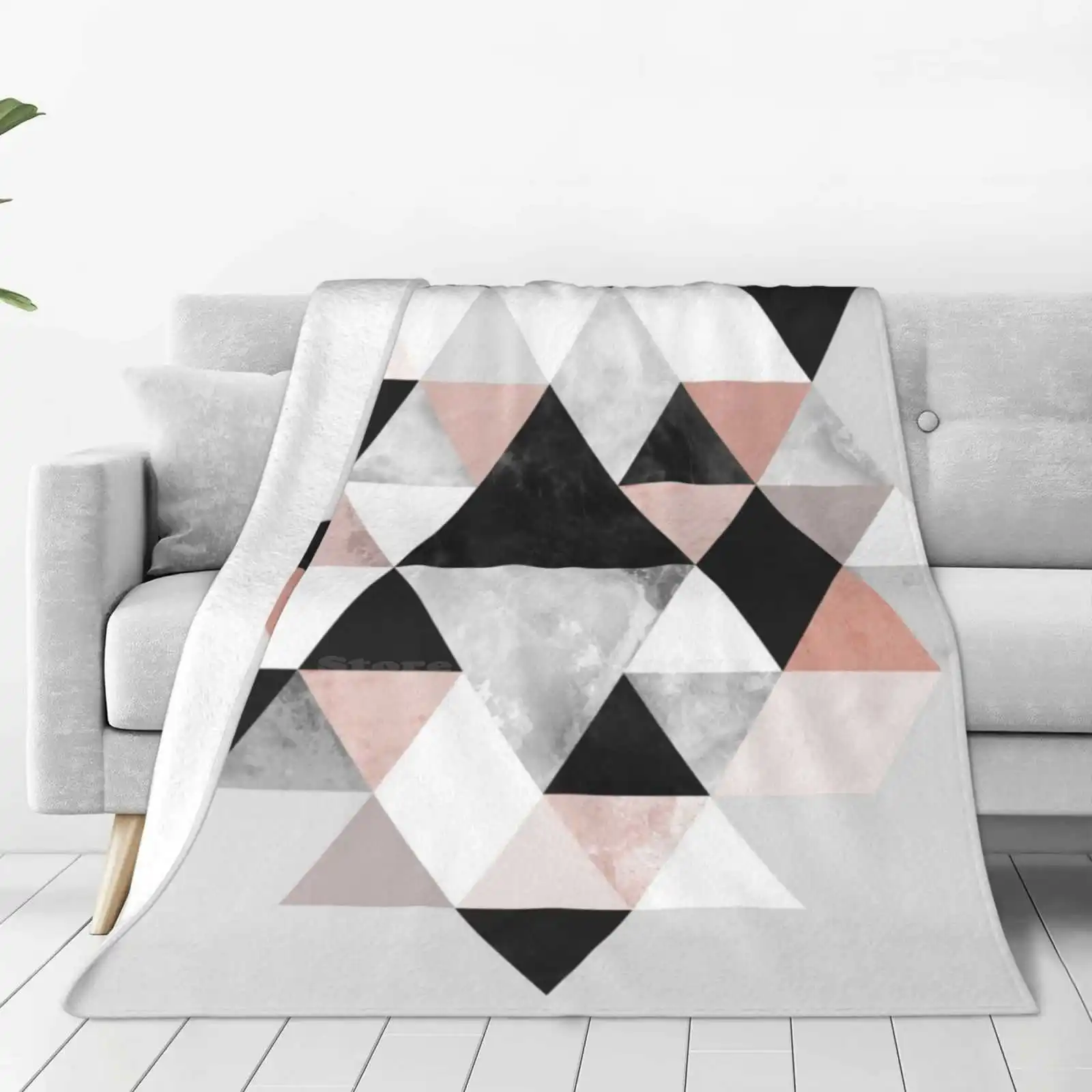 Graphic 202 Soft Warm Light Thin Blanket Abstract Graphic Geometry Triangle Shape Scandinavian Texture Marble Minimalist