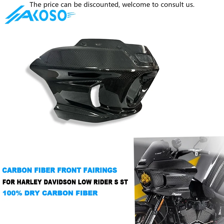 

AKOSO Carbon 3K Dry Carbon Fiber Motorcycle Front Headlight Fairings For Harley Davidson Softail Low Rider S ST 2022-2025