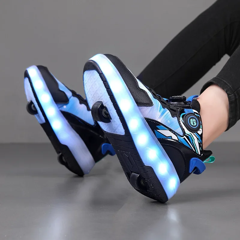 Летающие туфли с невидимой подошвой и колесами. Лидер продаж сезона. Детские прогулочные туфли унисекс с двойными колесами. Роликовые коньки. Развлечения.