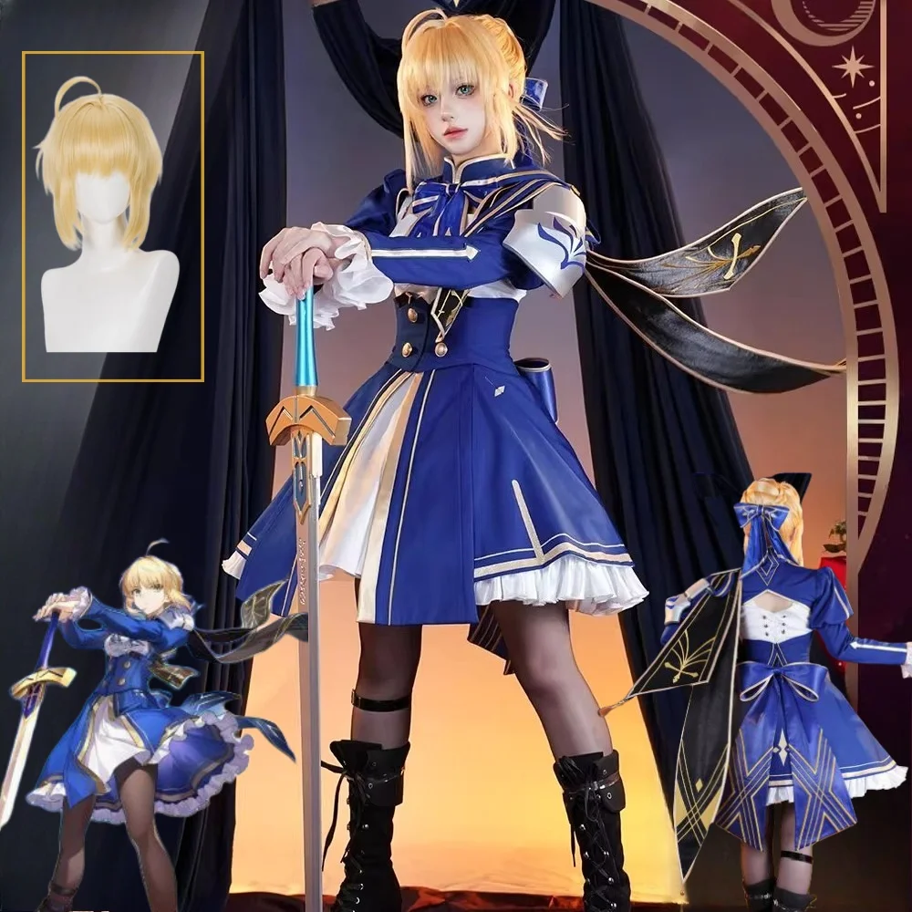 

Honkai Star Rail Fate Saber Cosplay Costume Wig Game Uniform Headwear Women Girls Carniva Halloween Party Dress
